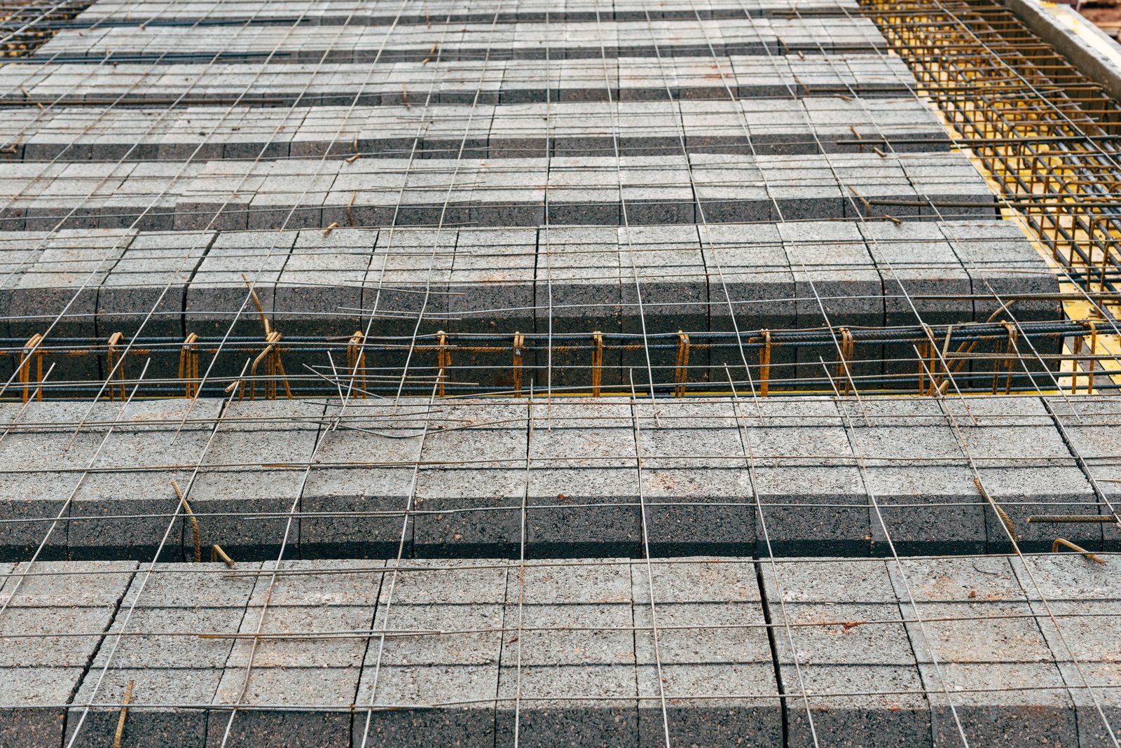 Fresh concrete slab construction showing a potential polypropylene fiber application